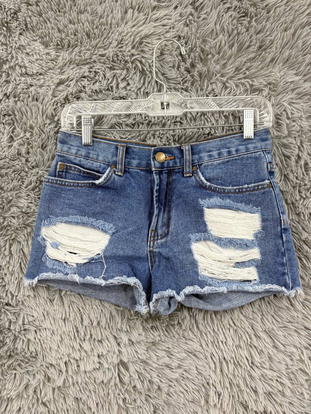 Billabong Denim Shorts Womens 24 Medium Wash Distressed Raw Hem